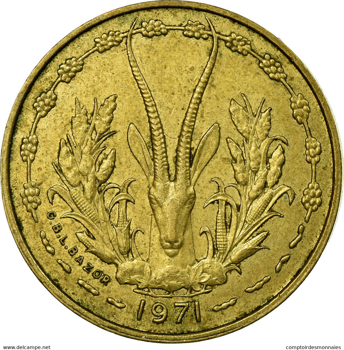 Monnaie, West African States, 5 Francs, 1971, Paris, TTB - Costa D'Avorio