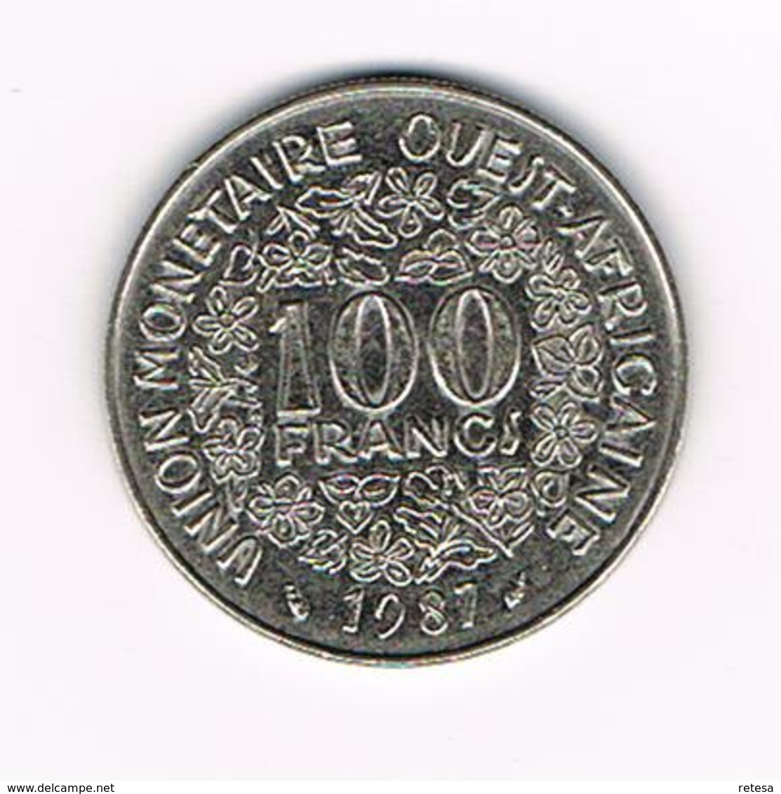 )  WEST AFRICAN STATES  100 FRANCS  1987 - Centrafricaine (République)