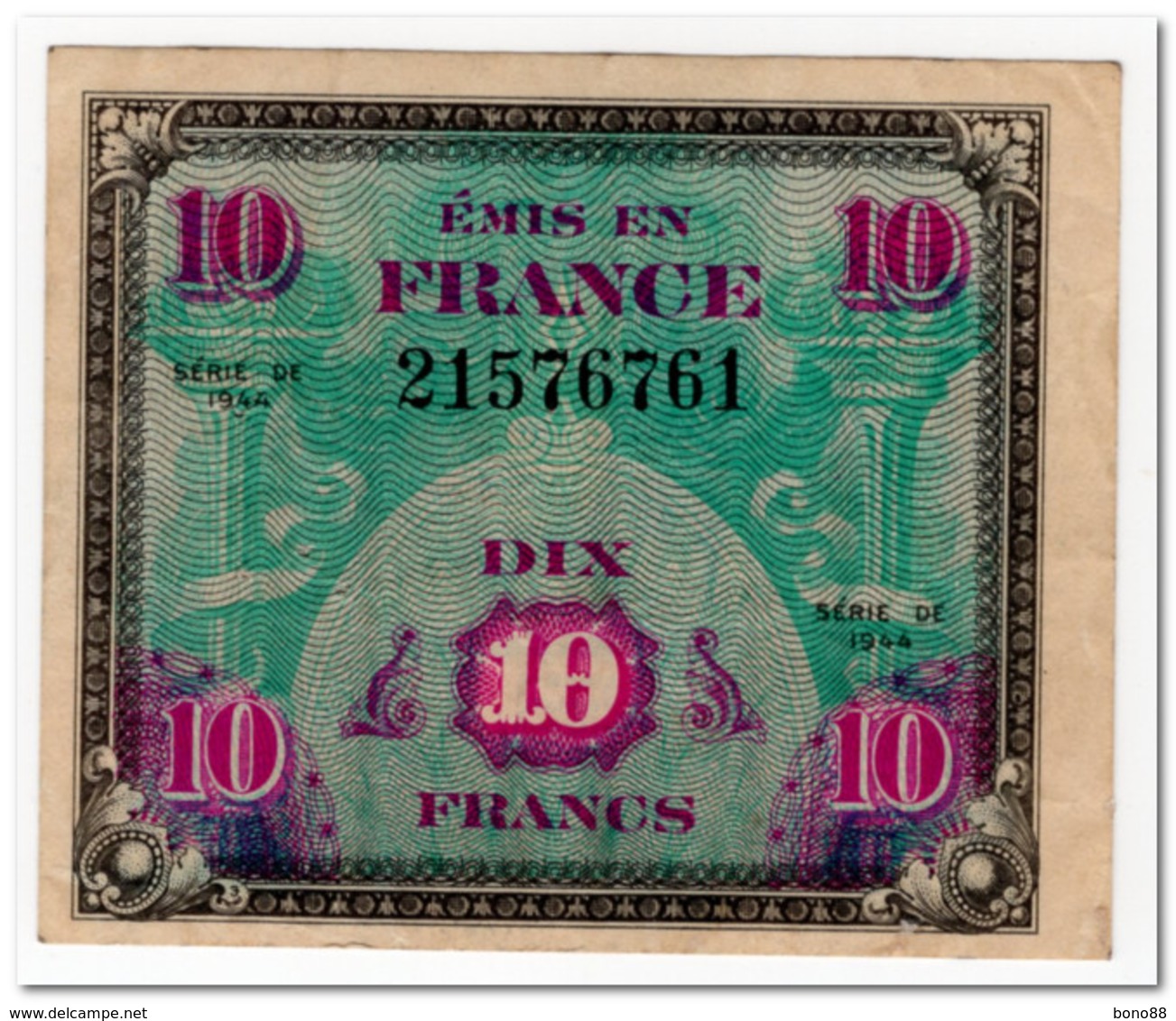 FRANCE,MILITARY CURRENCY,10 FRANCS,1944,P.116,VF,FEW PIN HOLES - Otros & Sin Clasificación