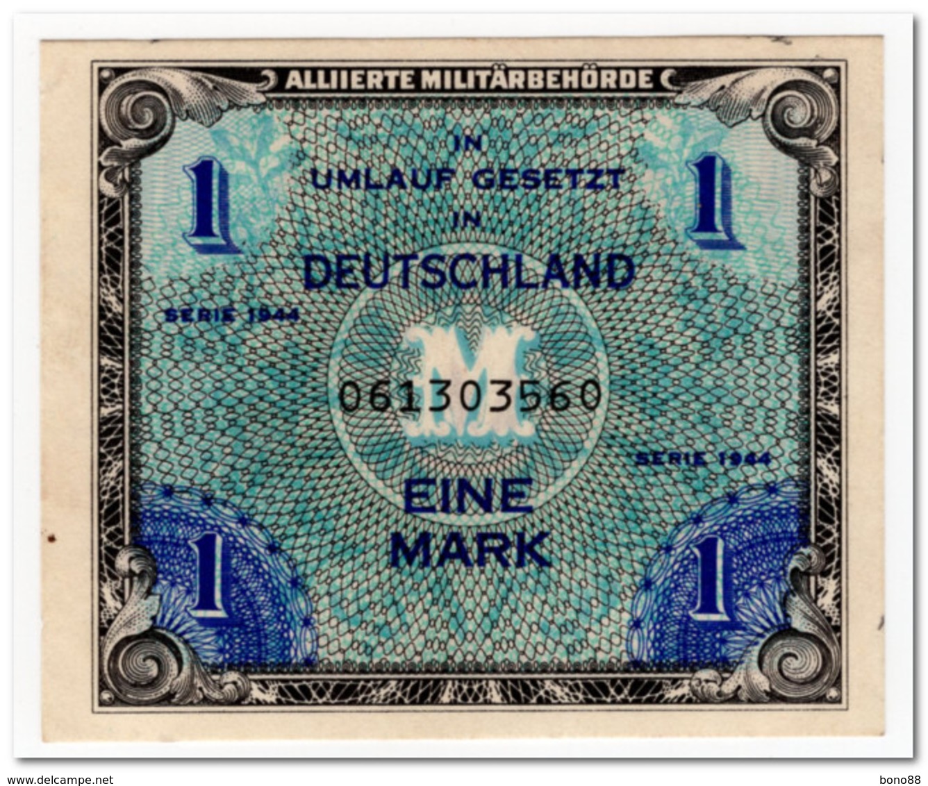 GERMANY,MILITARY PAYMENT,1 MARK,1944,P.192b,AU-UNC - 1 Mark