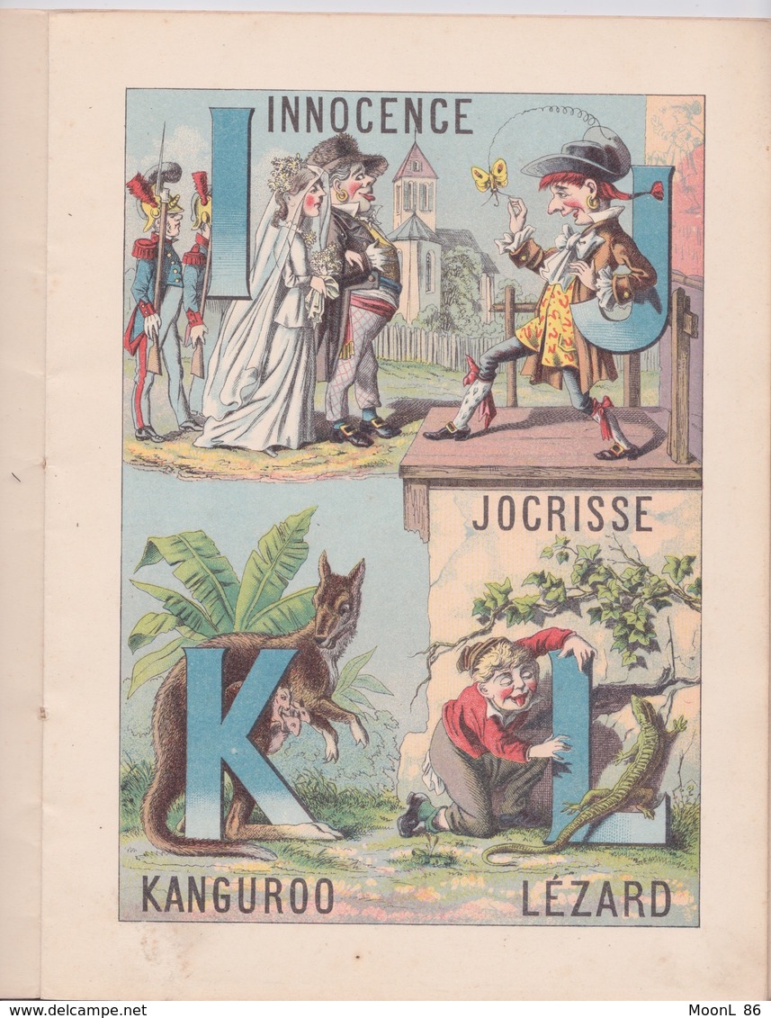 Ancien Abécédaire Illustré AMUSANT - Avec Les Animaux - Série C - Imagerie Pellerin à Epinal - 19ème Siècle - 1801-1900