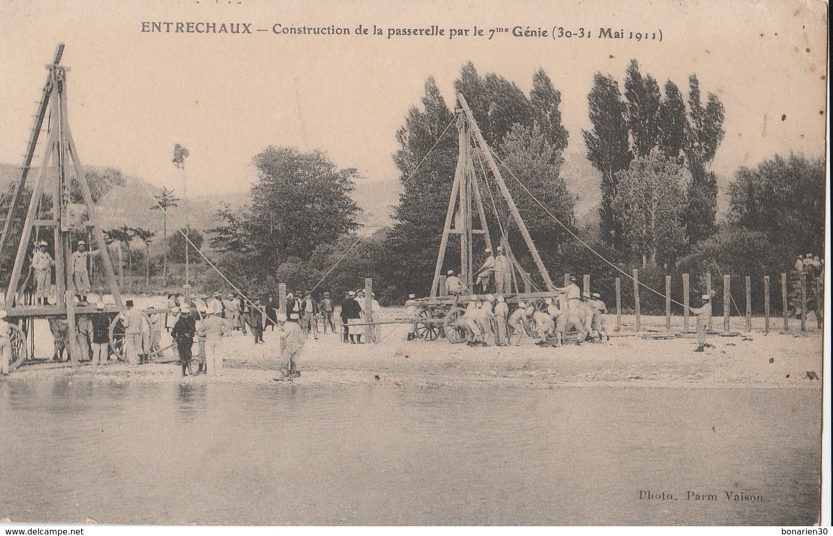 CPA 84 ENTRECHAUX  CONSTRUCTION DE LA  PASSERELLE PAR LE 7ème GENIE   1911 - Autres & Non Classés