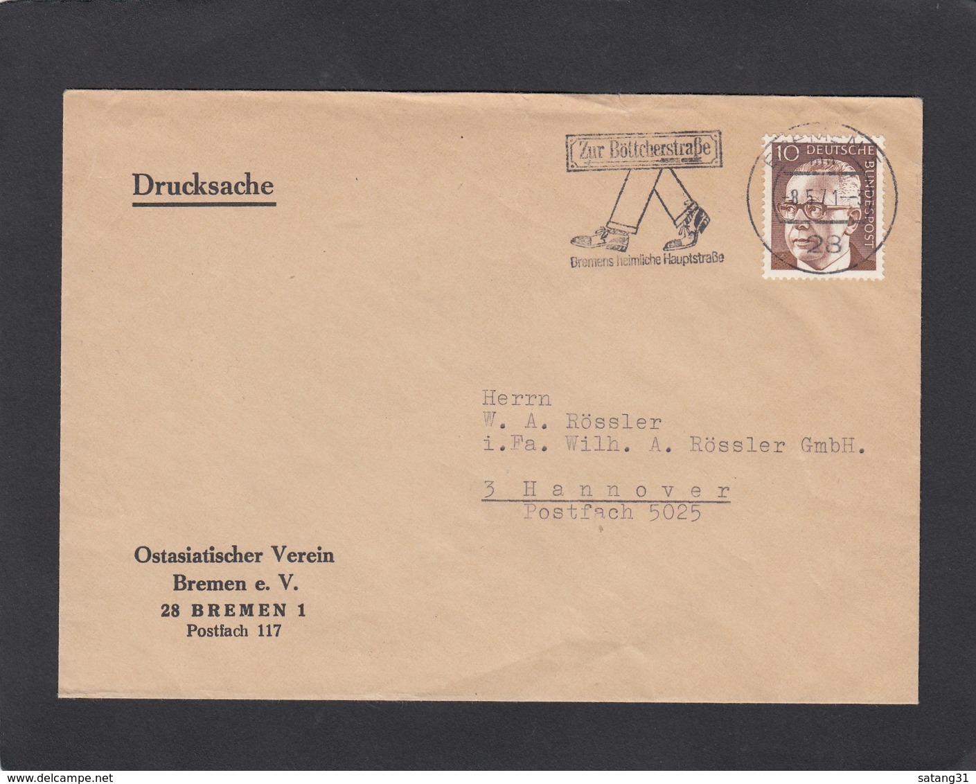 OSTASIATISCHER VEREIN,BREMEN.BRIEF MIT STPL. "ZUR BÖTTERSTRASSE,BREMENS HEIMLICHE STRASSE". - Covers & Documents