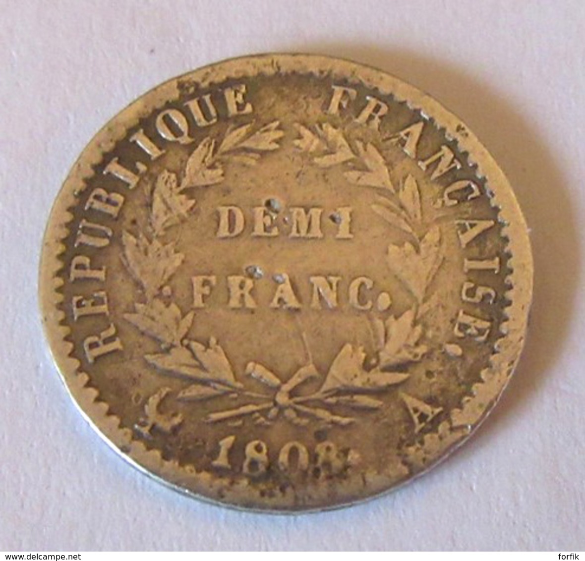 France - Monnaie Demi-Franc (50 Cts) Napoléon Empereur 1808 A En Argent (Buste Fin) - Autres & Non Classés