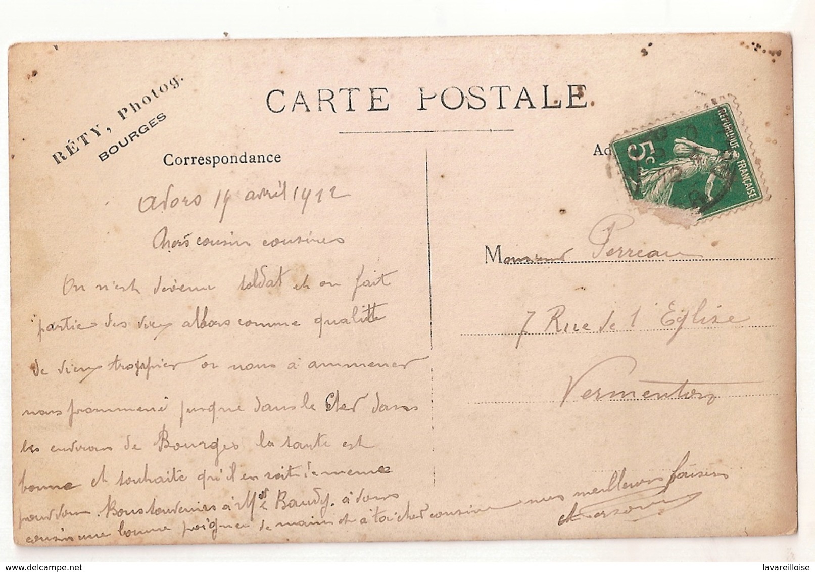 CPA 18 BOURGES CARTE PHOTO MILITAIRE SCANNEE RECTO VERSO  TRES RARE BELLE CARTE !! - Bourges