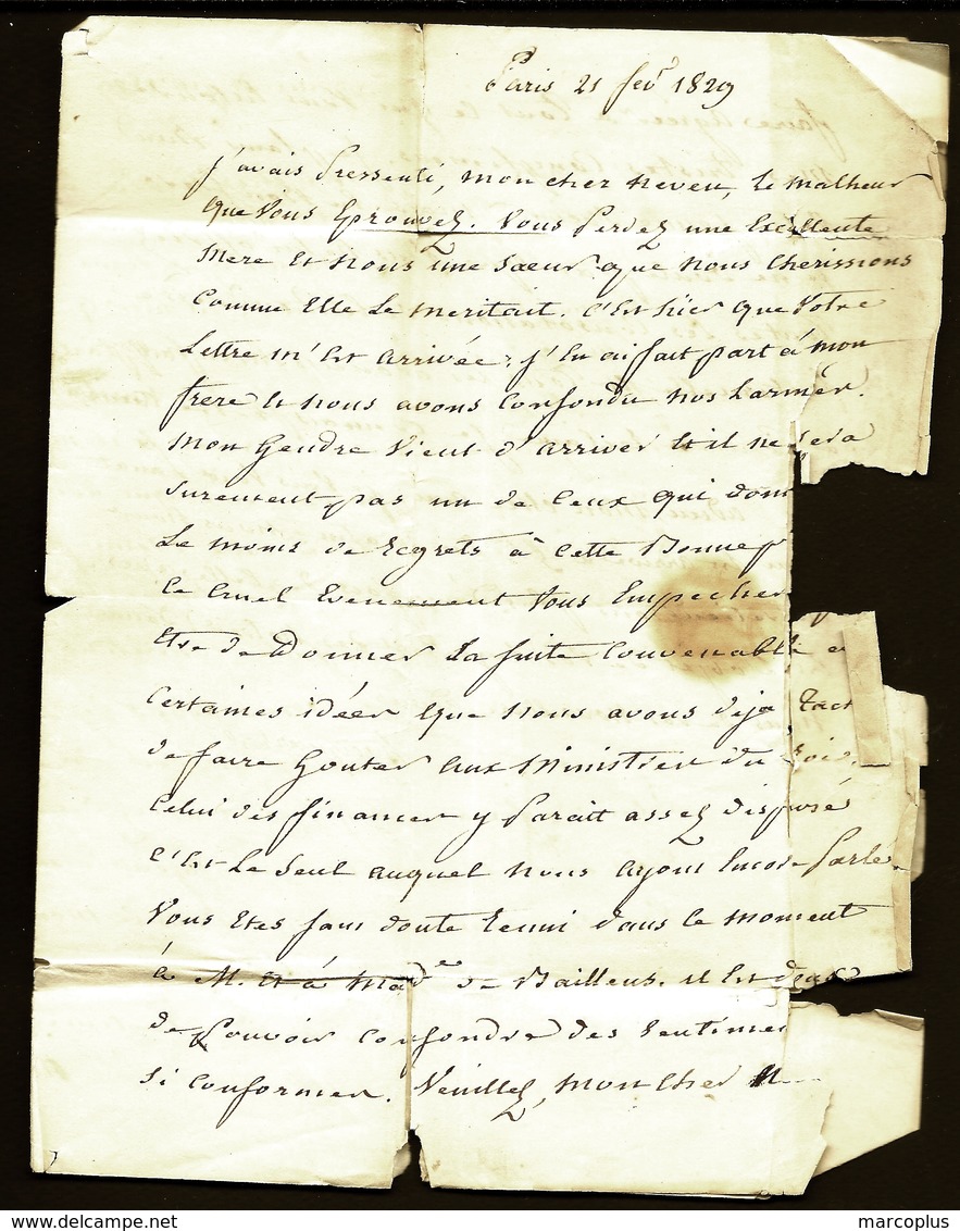 CP 8- LETTRE AVEC CURSIVE ROUGE BUREAU DES DÉPUTÉS + CAD BLEU + TAXE BLEUE 10 DECIMES + CAD ARRIVÉE -  4 SCANS - 1801-1848: Précurseurs XIX