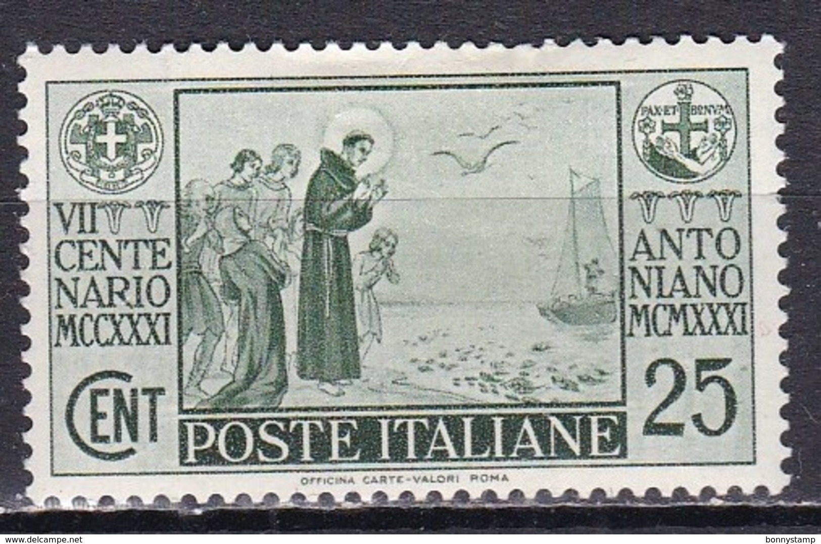 Regno D'Italia, 1931 - 25c Anniversario Della Morte Di S. Antonio, Ben Centrato - Nr.293 MLH* - Usati