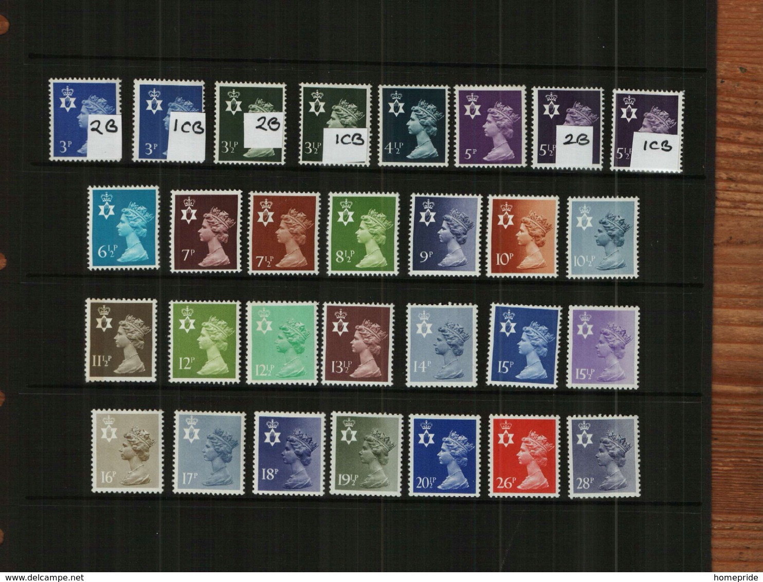 GREAT BRITAIN - QEII - 1971 - NORTHERN IRELAND - REGIONAL MACHINS - 26 Stamps - MNH - Unused Stamps