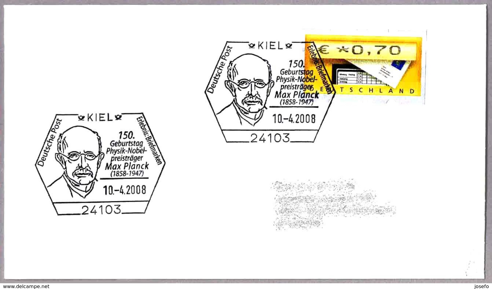 150 Años MAX PLANCK - Premio Nobel De Fisica 1918. Kiel 2008 - Premio Nobel