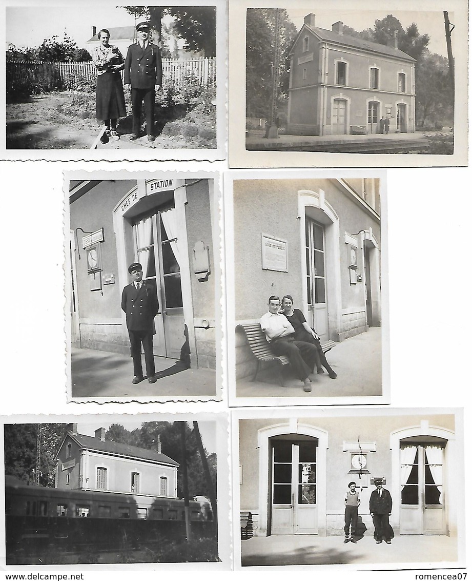 DISSAY-sous-COURCILLON (Sarthe) - Lot De 6 Photographies De La GARE Et  Du CHEF De GARE - Vers 1950 - Chemin De Fer RARE - Lieux