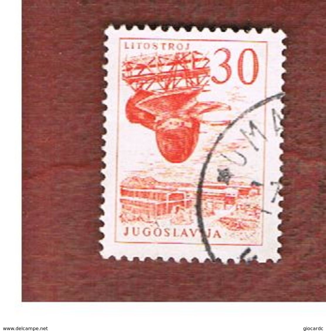 JUGOSLAVIA (YUGOSLAVIA)   - SG 989a   -    1965  DEFINITIVE: TURBINE FACTORY 30 RED    -   USED - Usati