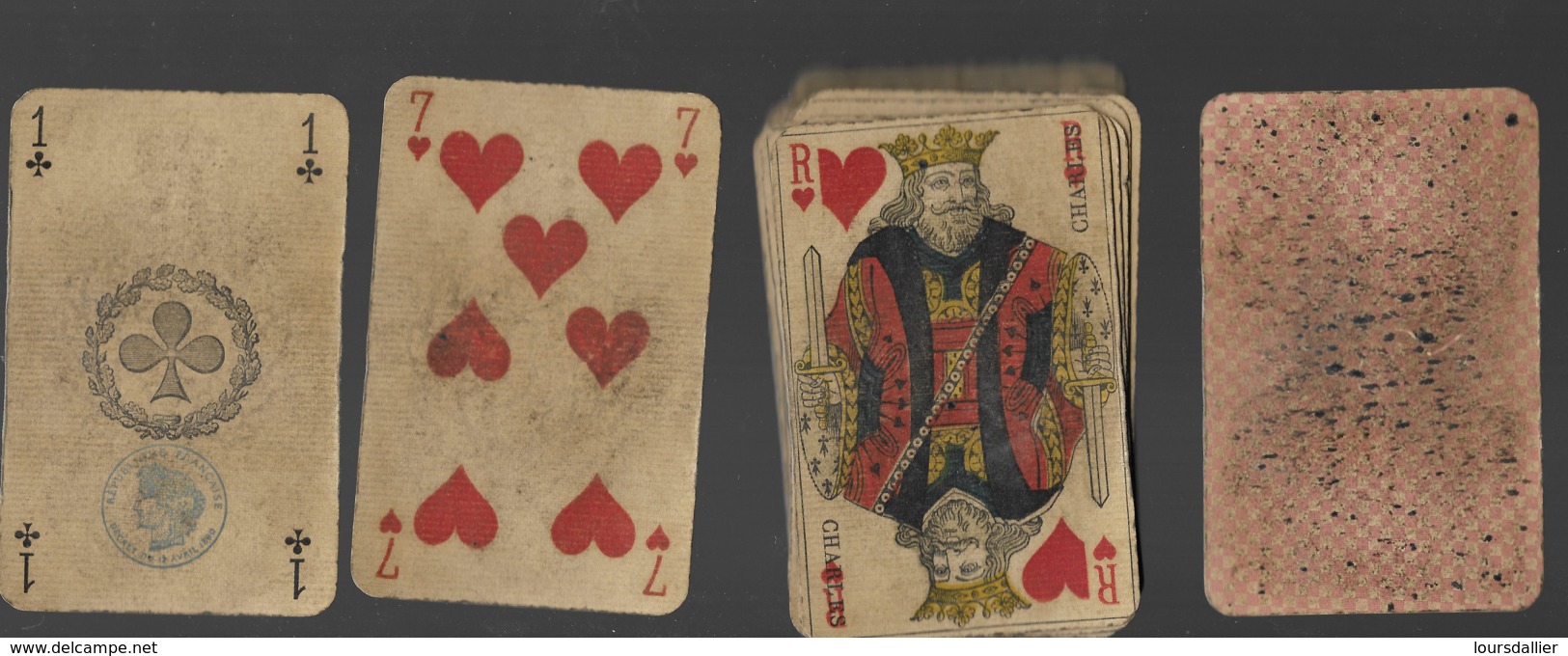 Jeu De 32 Cartes à Jouer Playing Cards Complet Pas De Jocker Date Du Jeu 3ème République Filigrane Avec Tampon Decrêt 6 - Cartes à Jouer Classiques