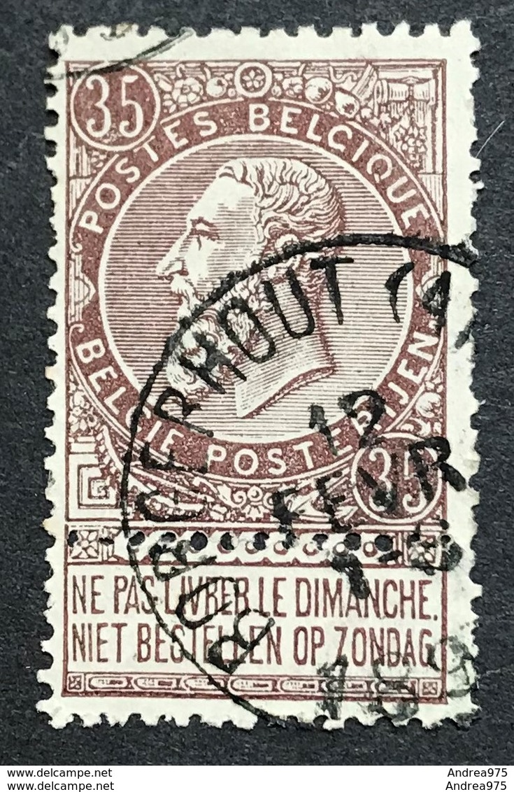 N. 61, 35 Cent Brun, Obl. Borgerhout (Anvers) 12/2/189?, NIPA 50 - 1893-1900 Schmaler Bart