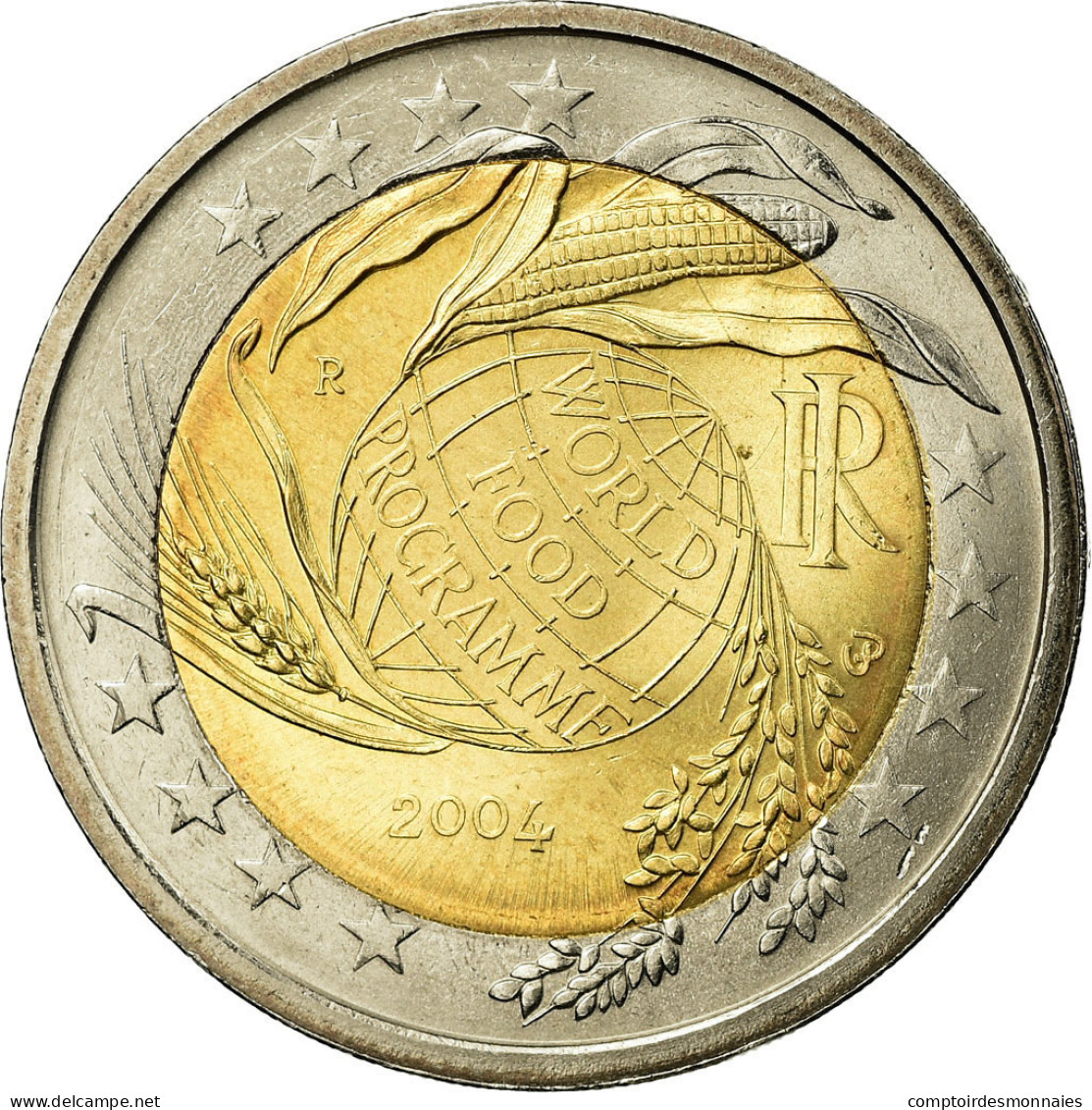 Italie, 2 Euro, World Food Program Globe, 2004, SUP, Bi-Metallic, KM:237 - Italie