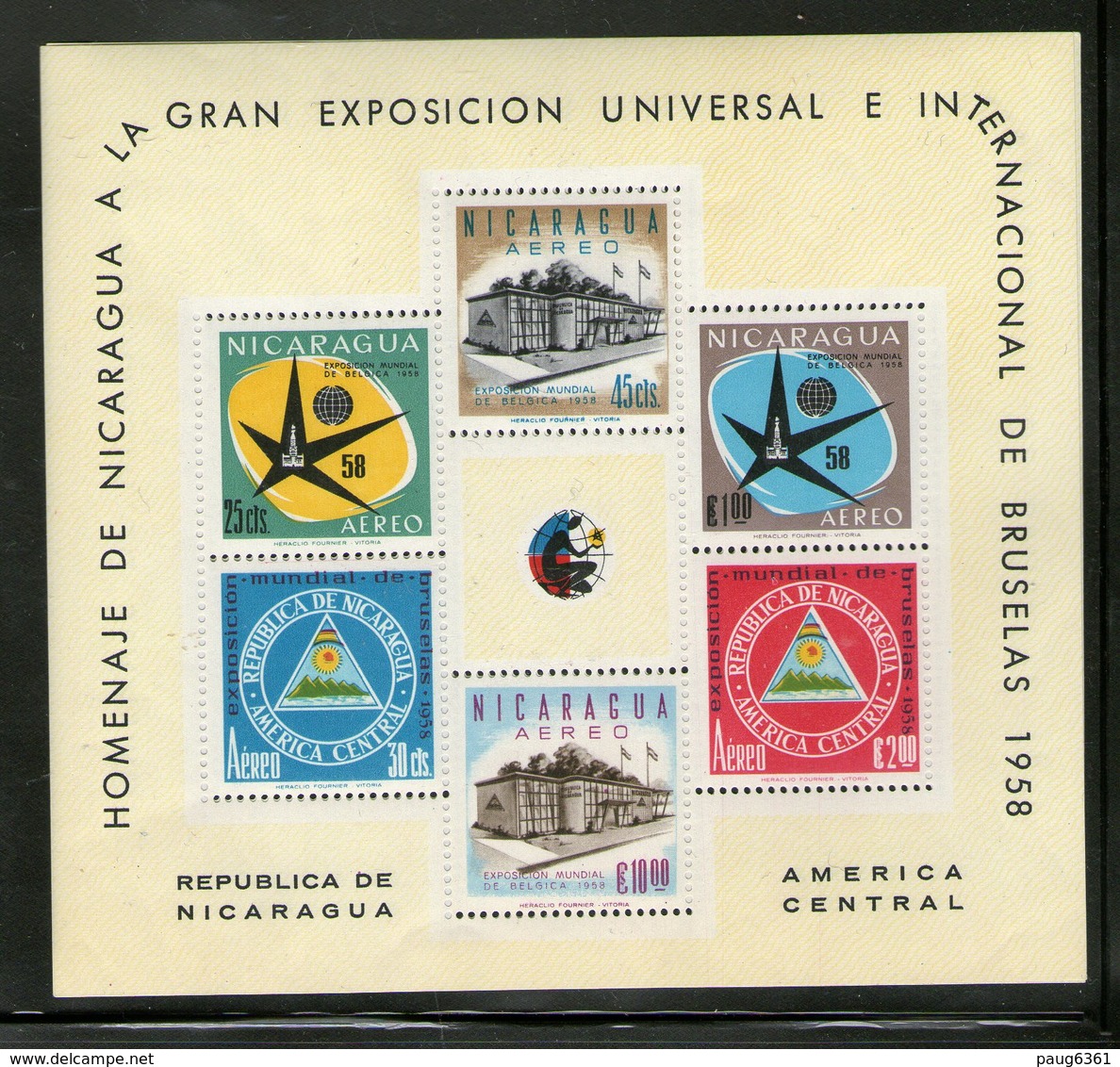 NICARAGUA 1958 EXPO BRUXELLES  YVERT N°B86  NEUF MNH** - 1958 – Bruxelles (Belgique)