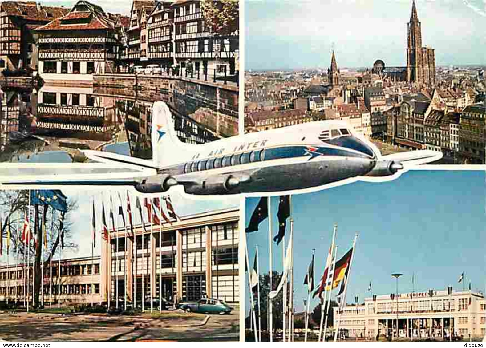 Aviation - Avions - Strasbourg - Multivues - Automobiles - Compagnie Air Inter - Voir Scans Recto-Verso - 1946-....: Modern Tijdperk