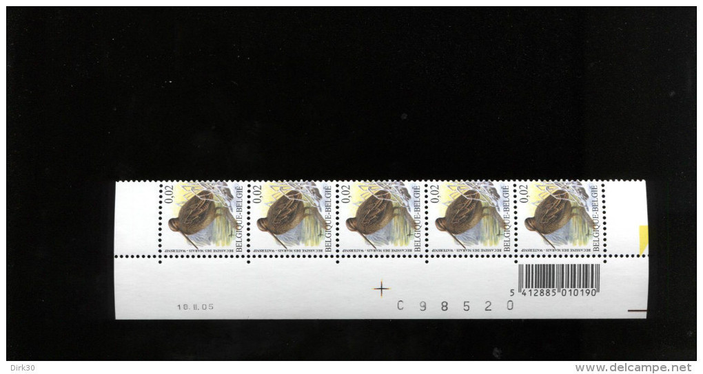 Belgie 3199 Buzin 0.02€ 18/2/2005 Paar Velnummer Drukdatum Datumstrook Bande Datée Vogels Birds  Velnr 95570 - 1985-.. Oiseaux (Buzin)