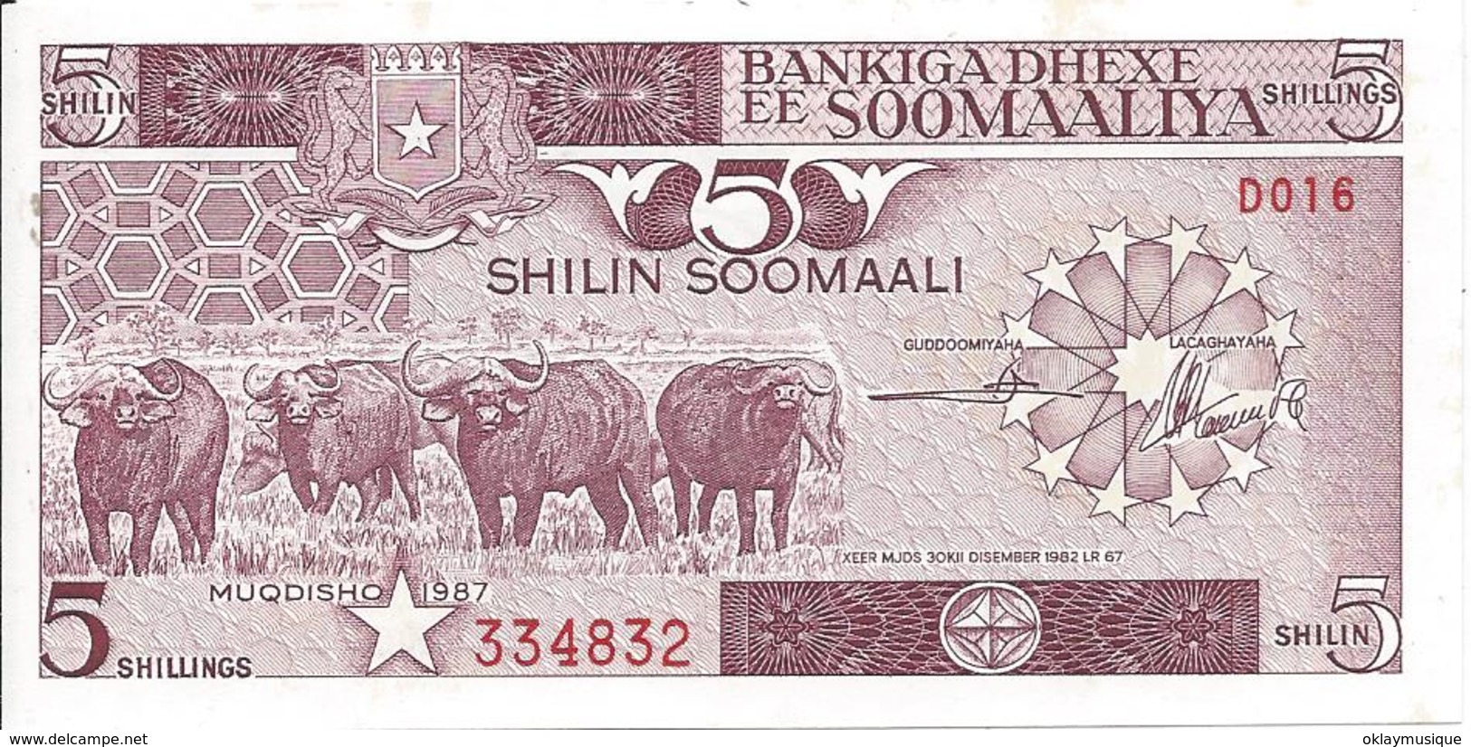 5 Shilin 1987 (recto) - Somalie