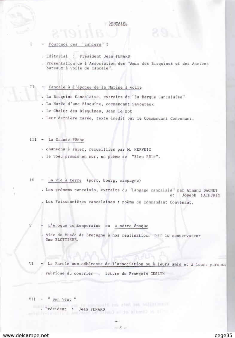 Rare - N° 1 De La Revue De Cahiers De La Vie à Cancale éditée Par L'association Des Amis Des Bisquines ... - French