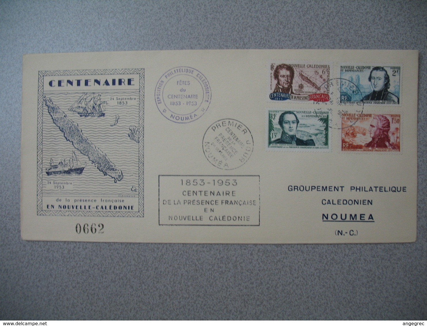 Enveloppe  Nouvelle Calédonie  1953 Bicentenaire De La Présence Française En  Nouvelle Calédonie   N° 0662 à Voir - FDC