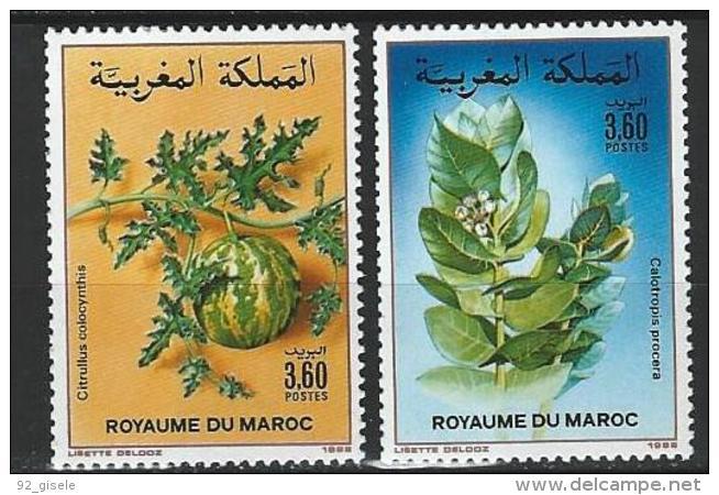 Maroc YT 1052 & 1053 " Flore " 1988 Neuf** - Morocco (1956-...)