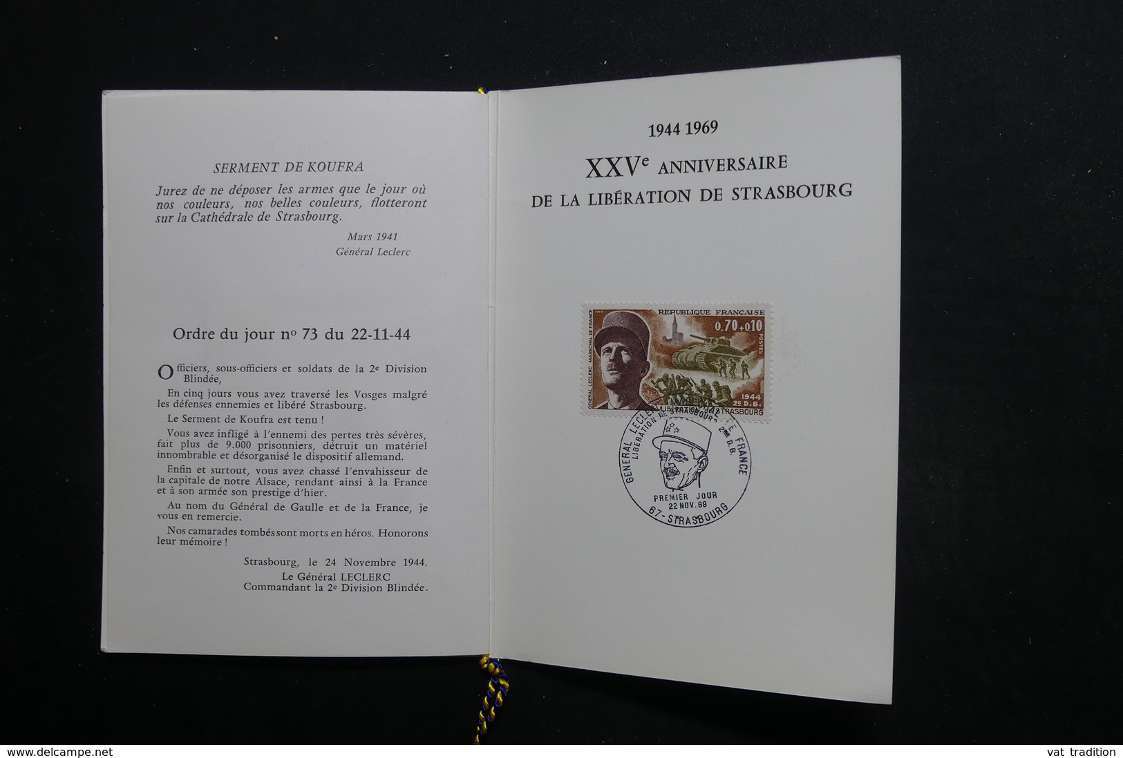 FRANCE - Document Philatélique Du XXV E Anniversaire De La Libération , Division Leclerc , 1969 - L 29126 - 1961-....