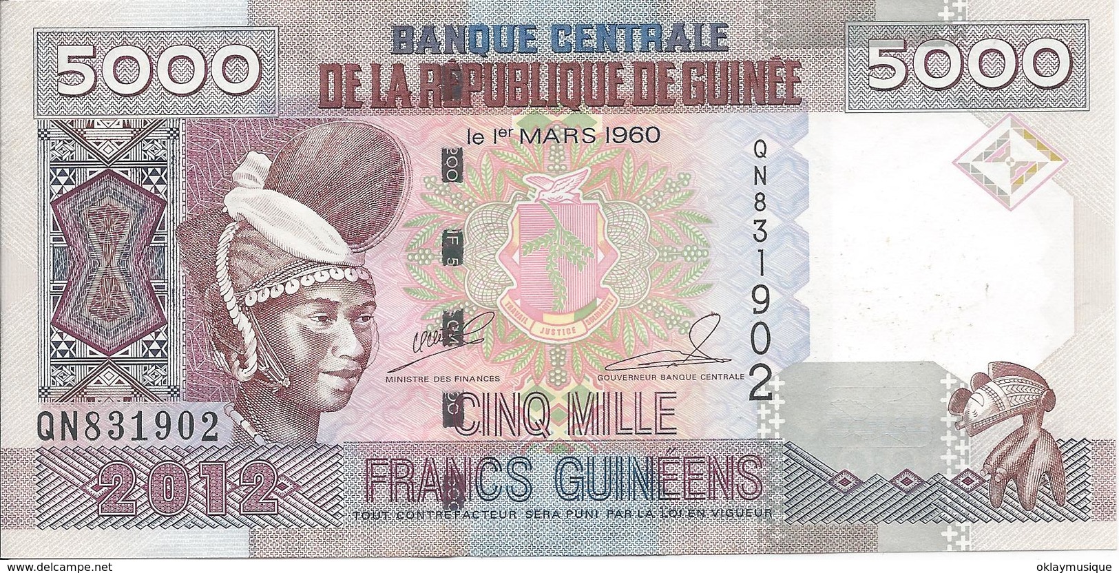 5000 Francs Guinéens 2012 - Guinea