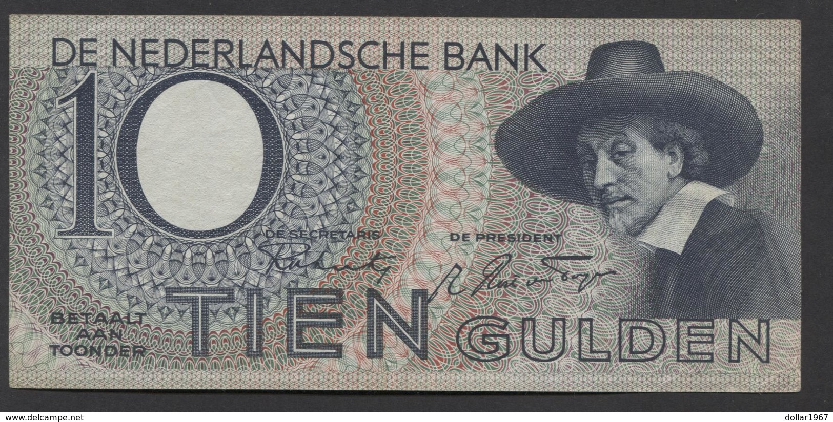 Netherlands 10 Gulden 4-1-1943 -22-4-1944 , No 1 BL 062005 - 09-11-1943, - See The 2 Scans For Condition.(Originalscan ) - 10 Florín Holandés (gulden)