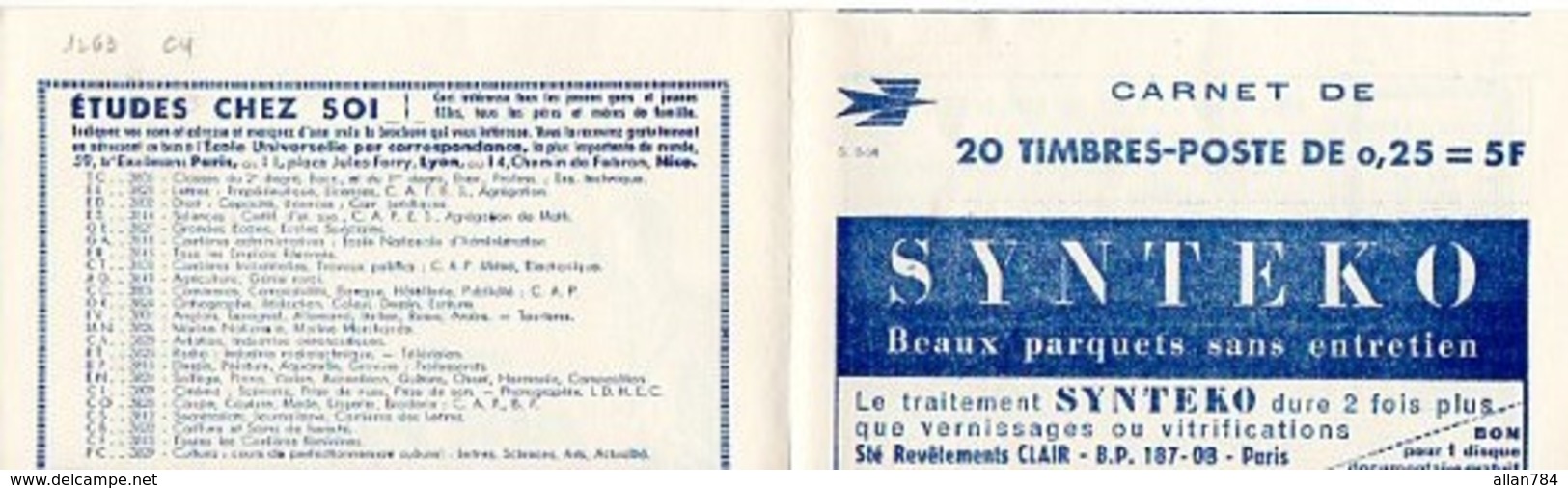 CARNET MARIANNE DE DECARIS - YVERT 1263 C4 - NSC - EXCELLENT ETAT - PUB AIR FRANCE - SYNTEKO - - Autres & Non Classés