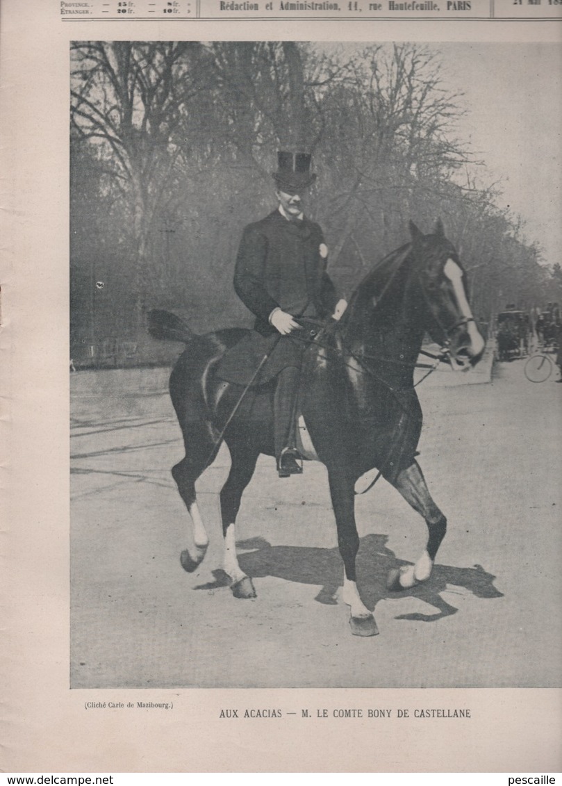 LA VIE AU GRAND AIR 21 05 1899  ALLEE DES ACACIAS BOIS DE BOULOGNE - EPEE - POLO COMPIEGNE - PAVILLON DE BELLEVUE MEUDON - Revistas - Antes 1900