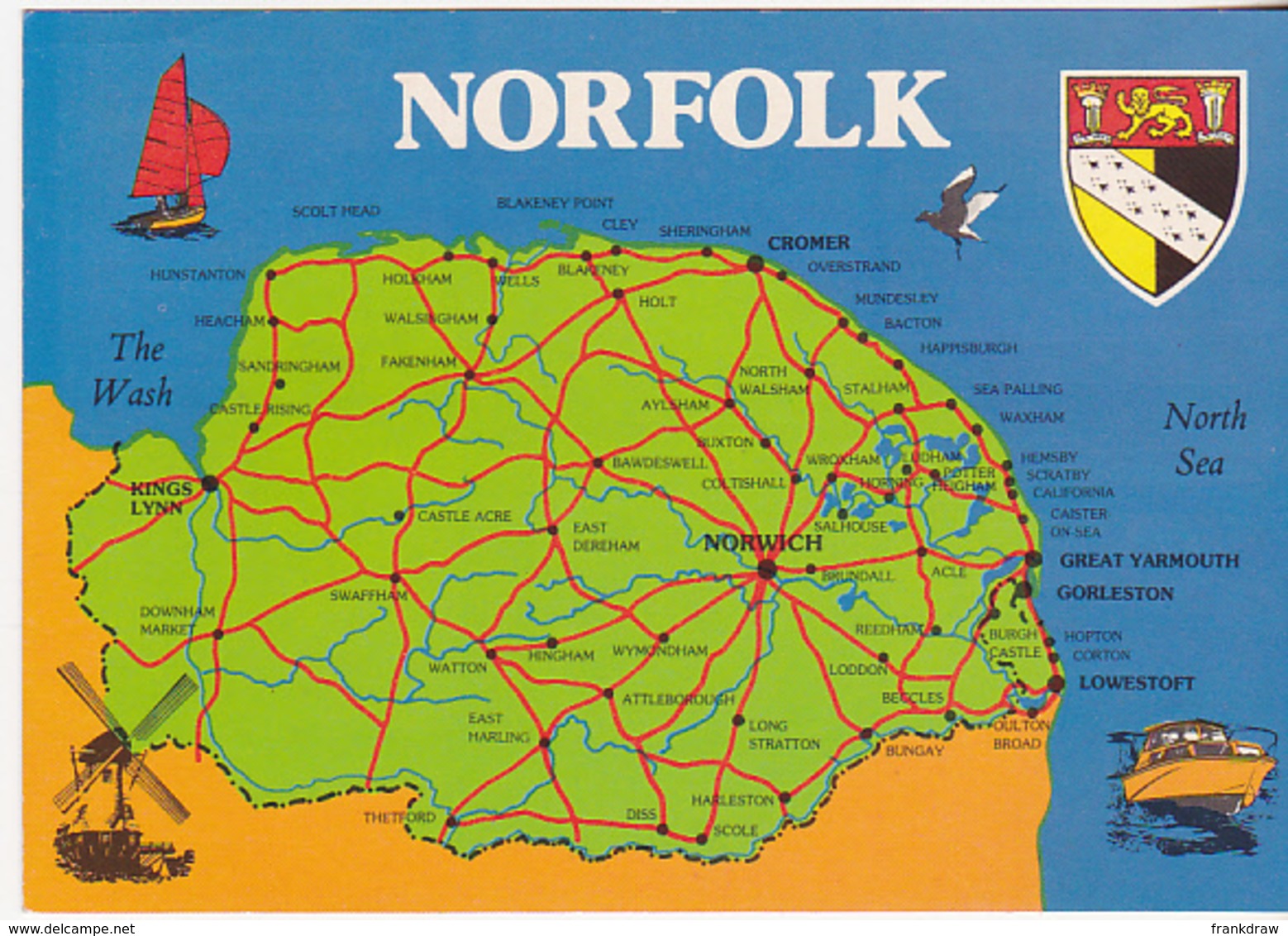 Postcard - Map - Norfolk - Posted 10-09-1972 - Card No. 2DS 116 - VG - Non Classés