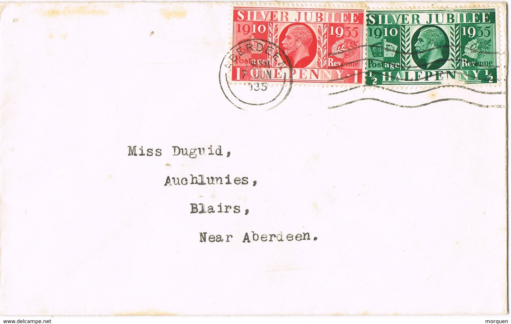 32662. Carta ABERDEEN (England) 1935. Silver Jubilee George V - Cartas & Documentos