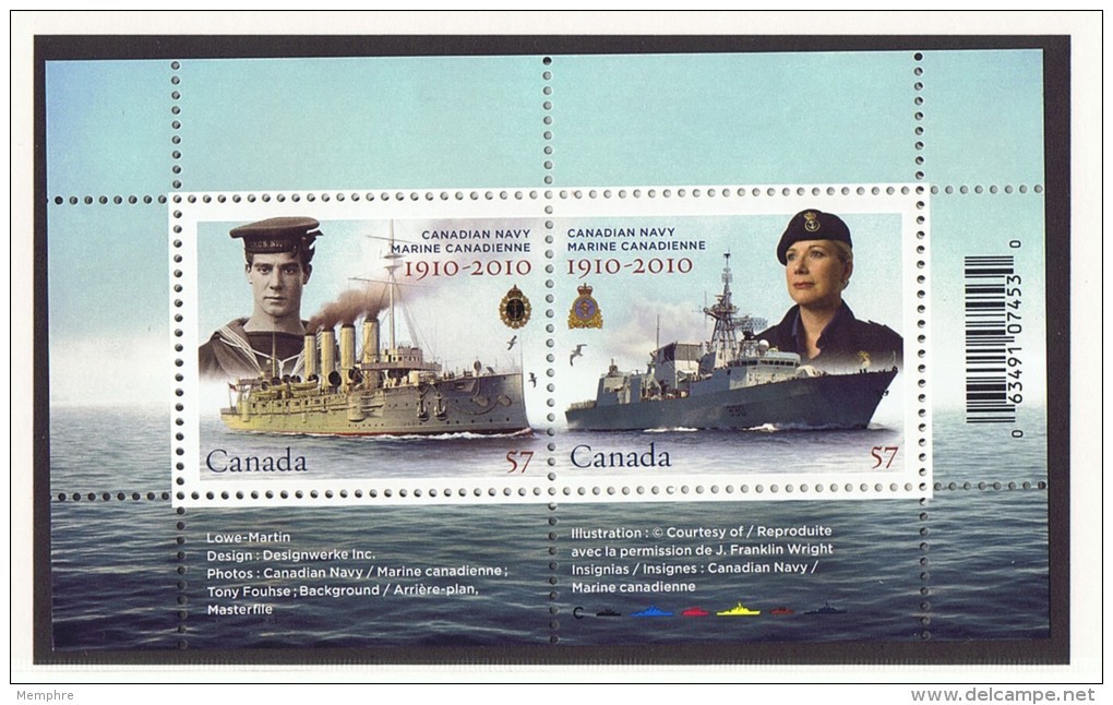 2010  Canadian Navy Centennial  Souvenir Sheet,   Sc 2384 MNH - Ongebruikt