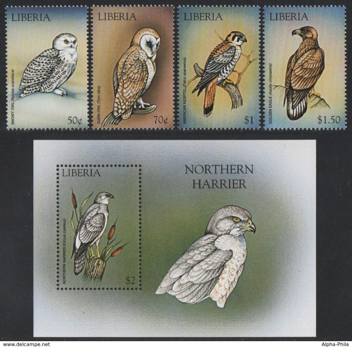 Liberia 1999 - Mi-Nr. 2261-2264 & Block 200 ** - MNH - Vögel / Birds - Liberia