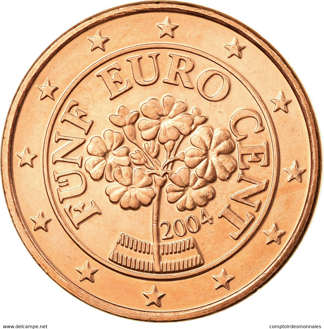 Autriche, 5 Euro Cent, 2004, SUP, Copper Plated Steel, KM:3084 - Autriche