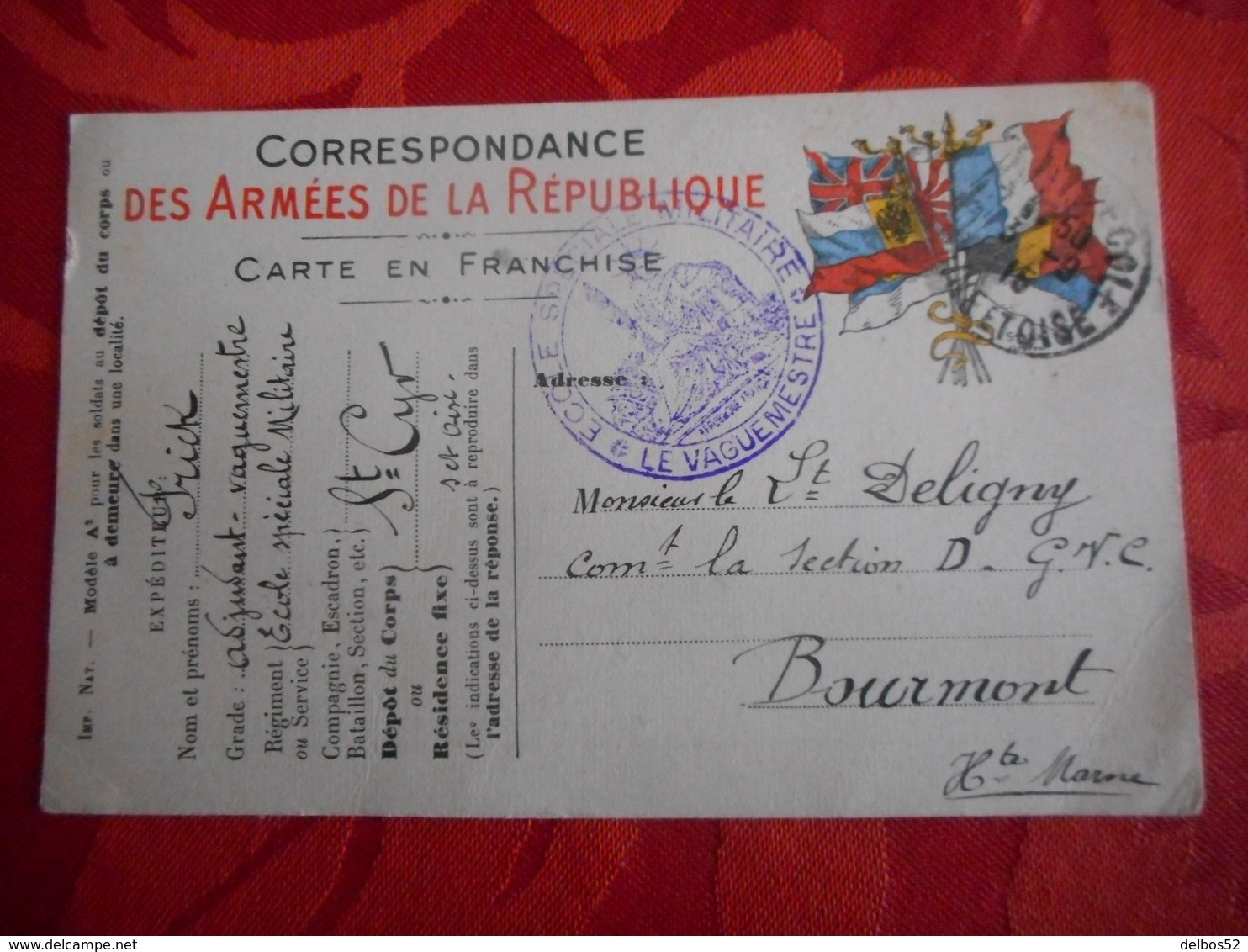 Carte De Franchise Militaire - Ecole Speciale Militaire - Saint-Cyr - Lettres & Documents