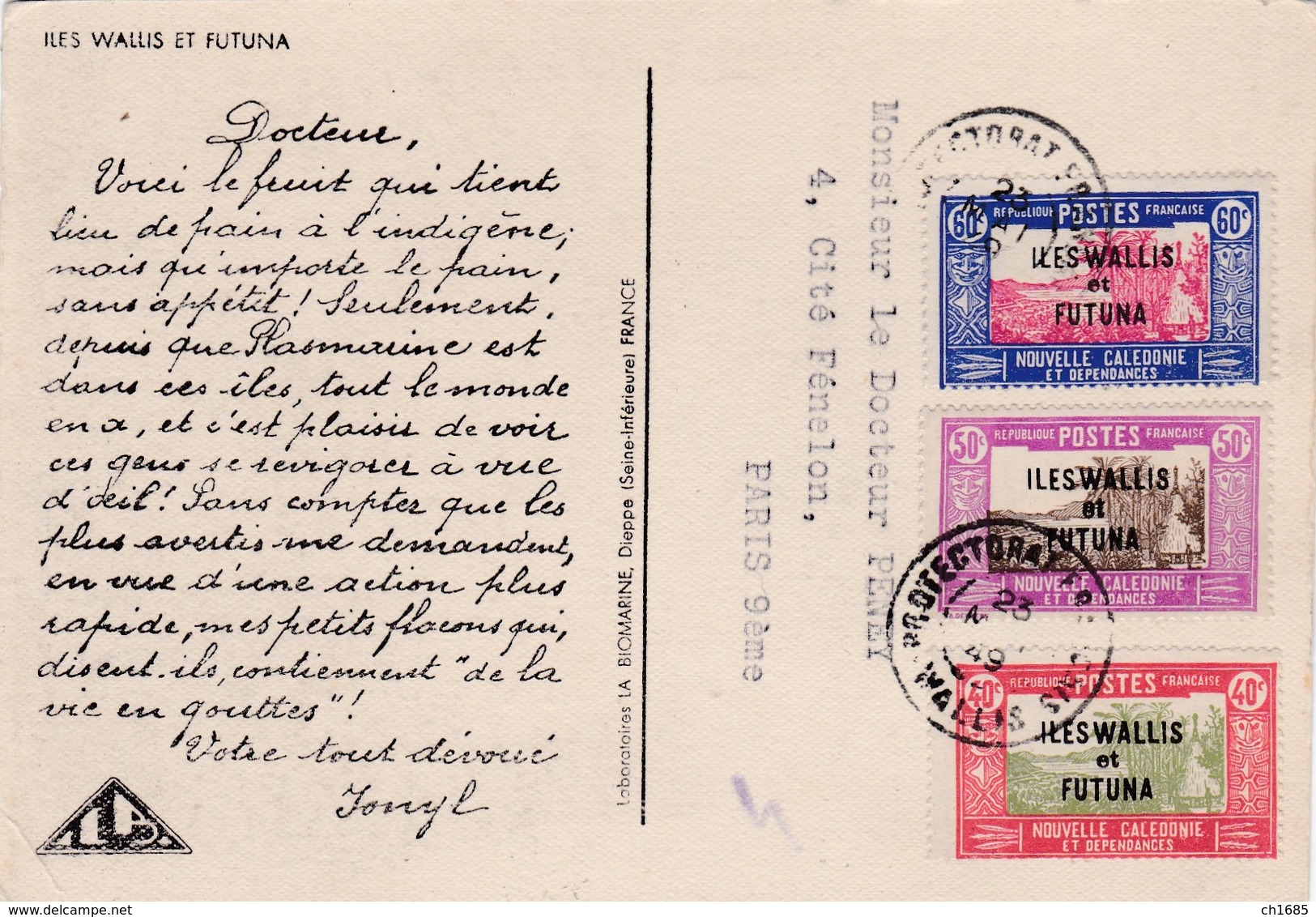 WALLIS ET FUTUNA :    :  Editions IONYL  . Oblitération Wallis  Protectorat Français De 1949 - Wallis-Et-Futuna