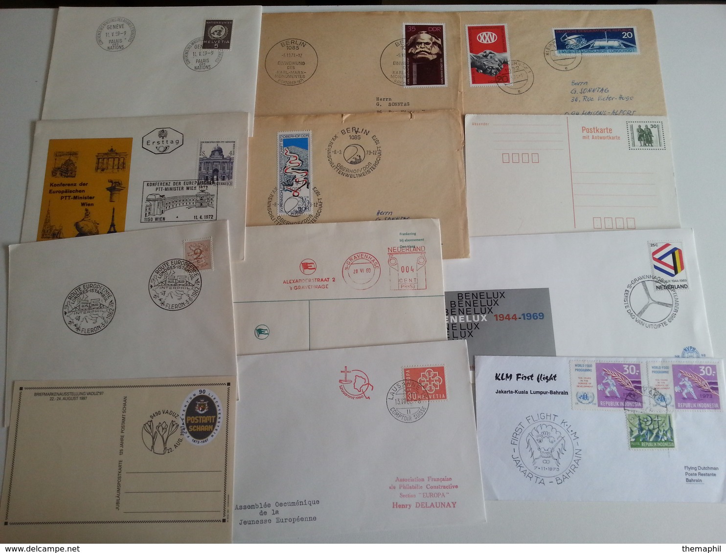 lot n° 507 MONDE une archive de plus de 500 lettres ou cartes