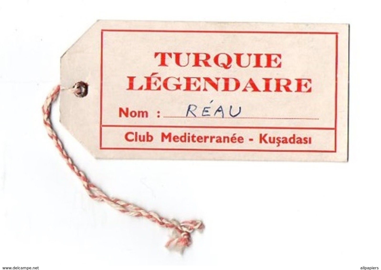 Etiquette De Bagages Turquie Légendaire Club Mediterrané - Kusadasi - Étiquettes à Bagages