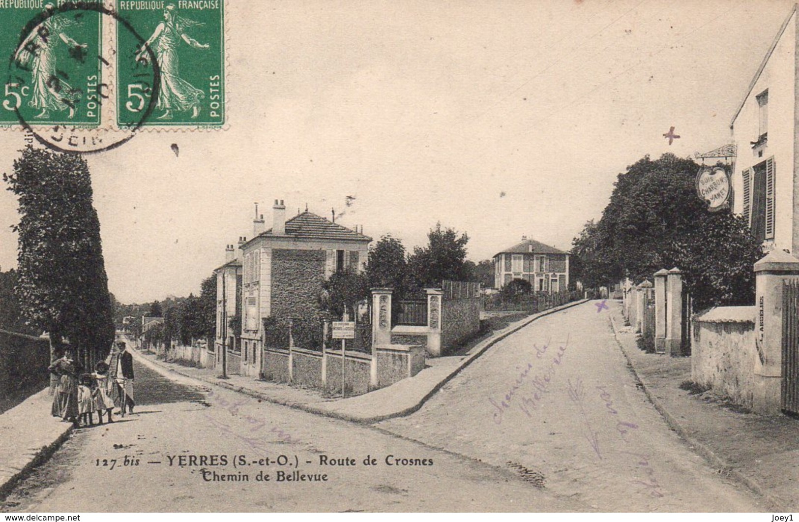 Cpa Yerres Route De Crosnes Chemin De Bellevue - Yerres