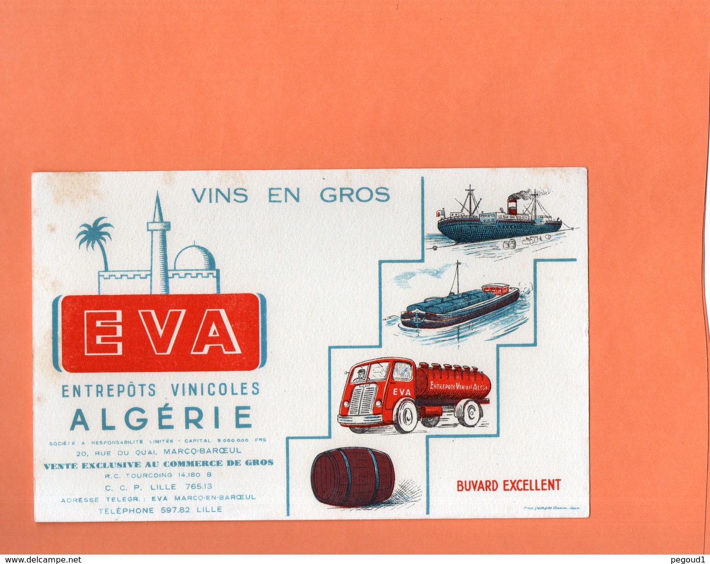 BUVARD. MARCQ-EN-BAROEUL (NORD). EVA VIN D' ALGERIE Achat Immédiat - V