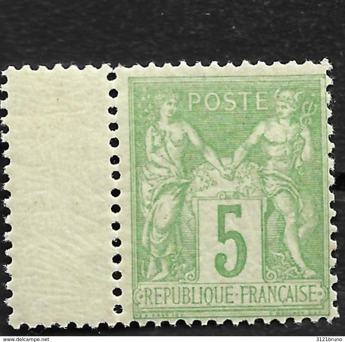 TRES BON  SAGE N 106  NEUF**  Type II Vert Jaune Gomme D'origine, Bord De Feuille Centrage  Bon - 1876-1898 Sage (Type II)