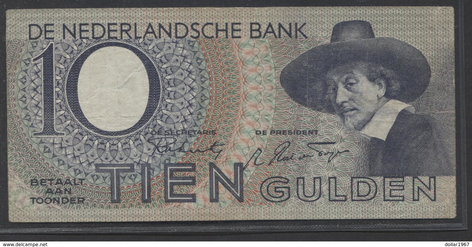 Netherlands 10 Gulden 4-1-1943 -22-4-1944 , No 1 AA 000711 - 4-1-1943  - See The 2 Scans For Condition.(Originalscan ) - 10 Florín Holandés (gulden)