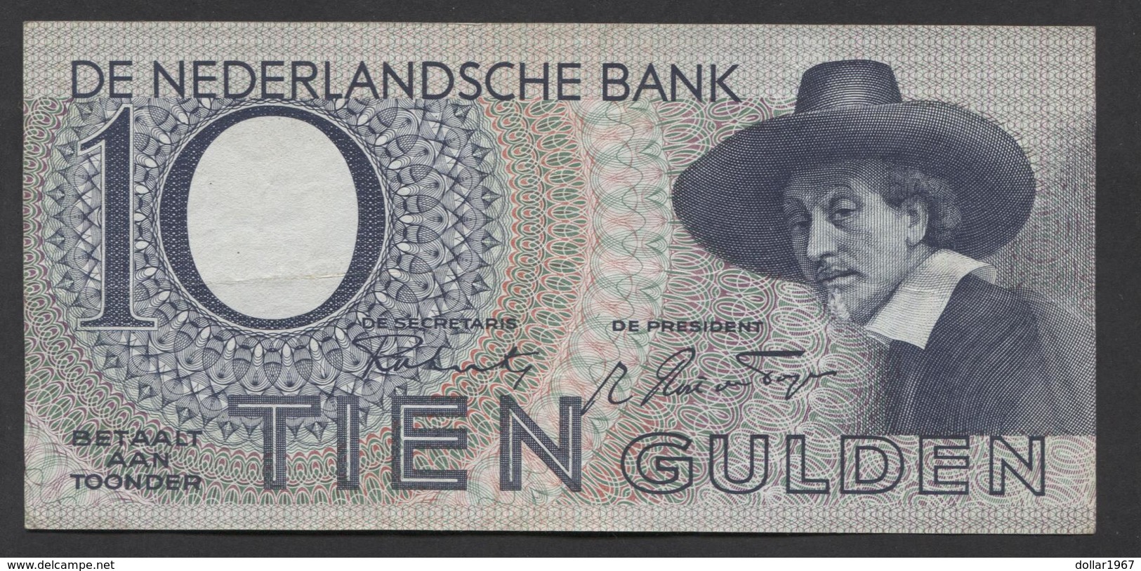 Netherlands 10 Gulden 4-1-1943 -22-4-1944 , No 9 BK 100578 Replacement - See The 2 Scans For Condition.(Originalscan ) - 10 Florín Holandés (gulden)