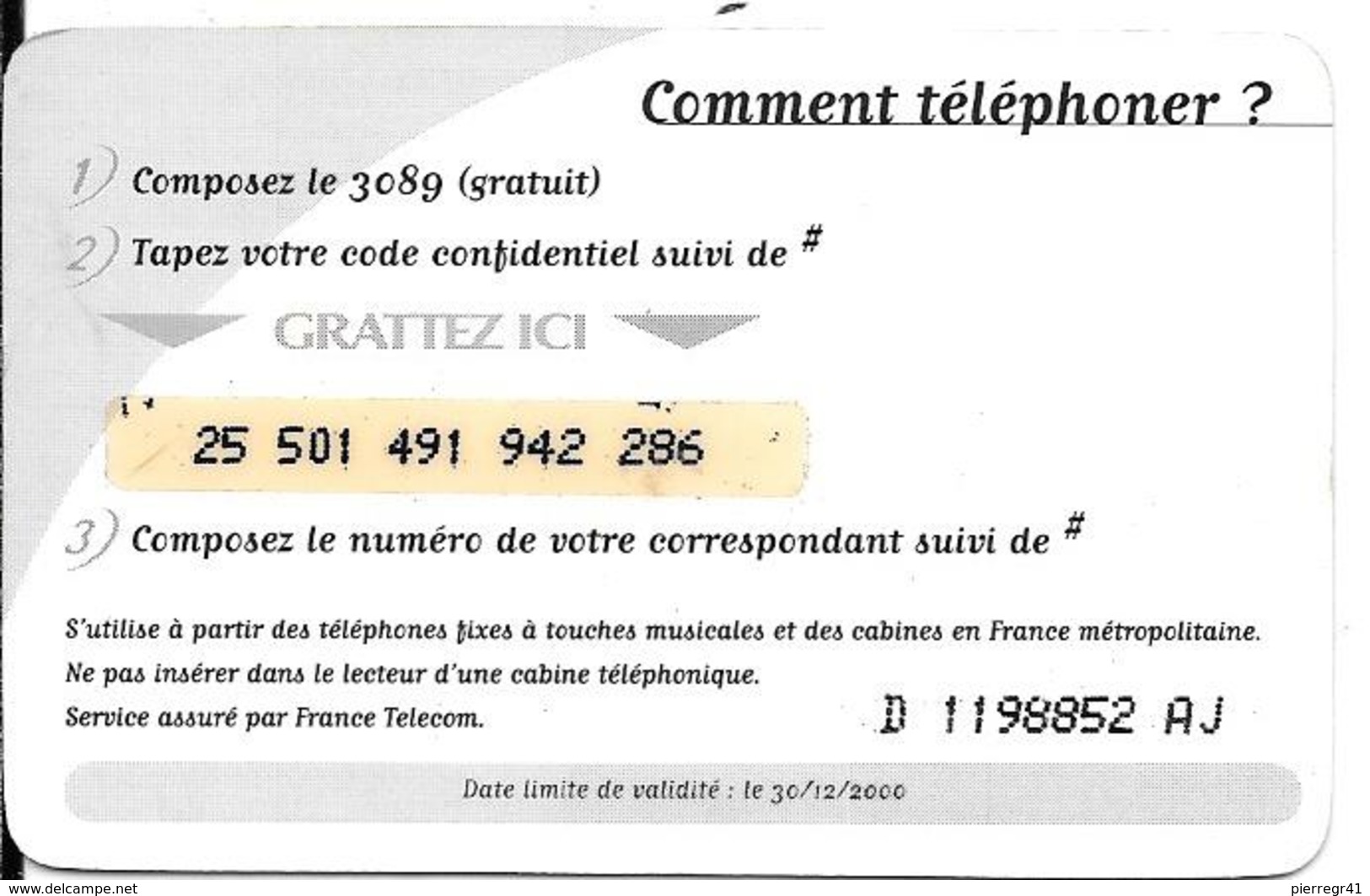 TICKET TELEPHONE-TICKET PR 49-LAVANDE 1-Recto-100F=15.24€-  N°--N° LOT-1Lettre 7 Chiffres 2LettresGRATTE-TBE- - Tickets FT