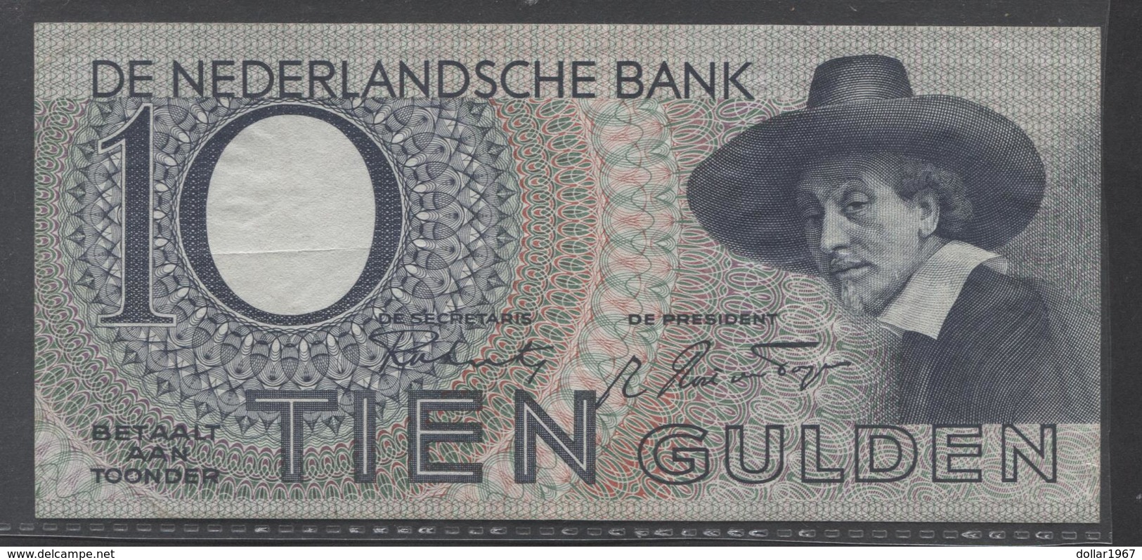 Netherlands 10 Gulden 4-1-1943 -22-4-1944 , No 7 BM 049193-10-11-1943 - See The 2 Scans For Condition.(Originalscan ) - 10 Gulden