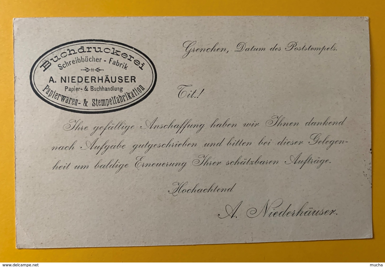 8620 - Administration Des Grenchener Volksblatt Grenchen 11.01.1904 - Sonstige & Ohne Zuordnung