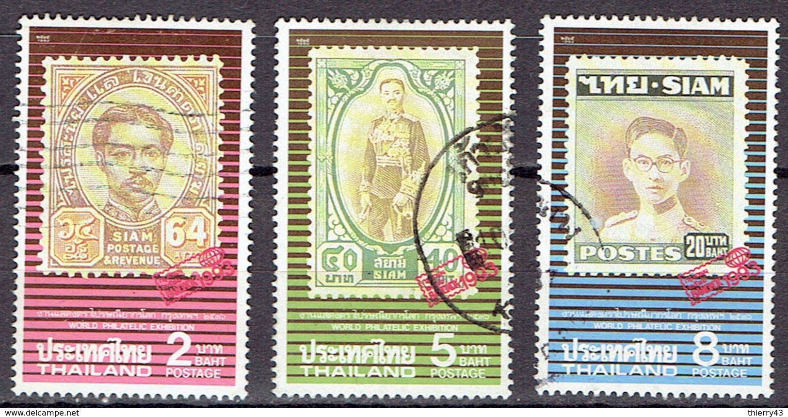 Thailand 1992 - Bangkok 93 Philatelic Show - Michel 1499+1501+1503  Somchai 14551+53+55 - Used - Thailand