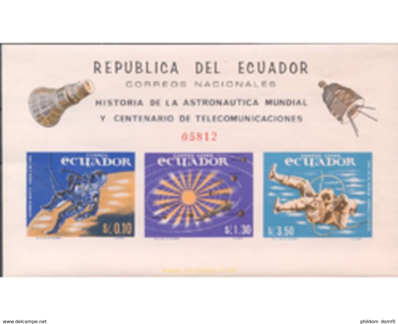 Ref. 304684 * MNH * - ECUADOR. 1966. HISTORIA DE LA AUSTRONAUTICA MUNDIAL Y CENTENARIO DE LAS TELECOMUNICACIONES - Equateur