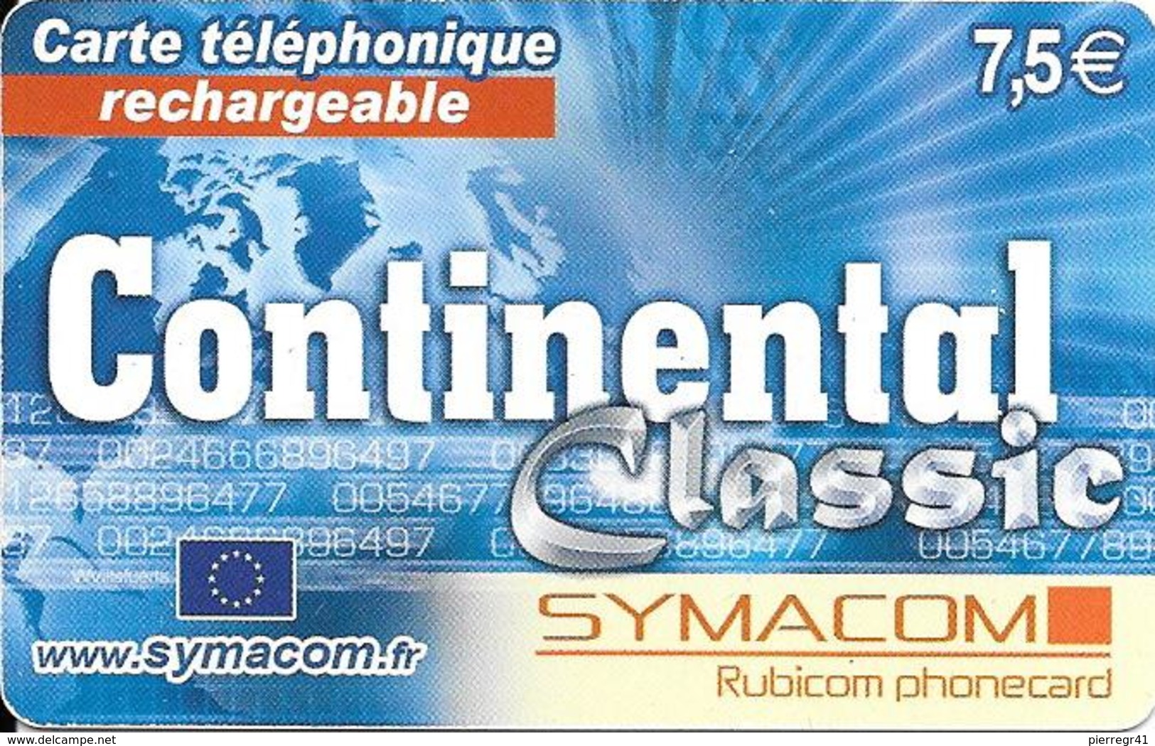 CARTE-PREPAYEE-SYMACOM-7.5€-CONTINENTAL-31/12/10-GRATTE-TBE - Autres & Non Classés